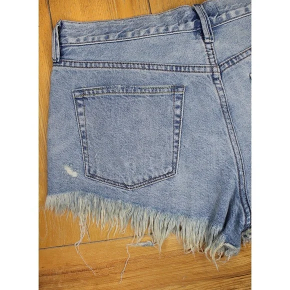 We the Free High Rise Distressed Denim Frayed Fringe Hem Jean shorts 28 6 - Picture 5 of 7